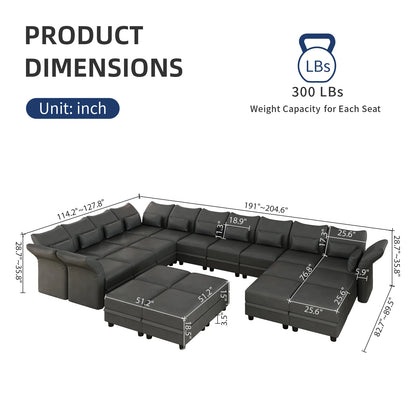 Oversize Modular Sectional 21 Seat Sleeper Sofa with Storage