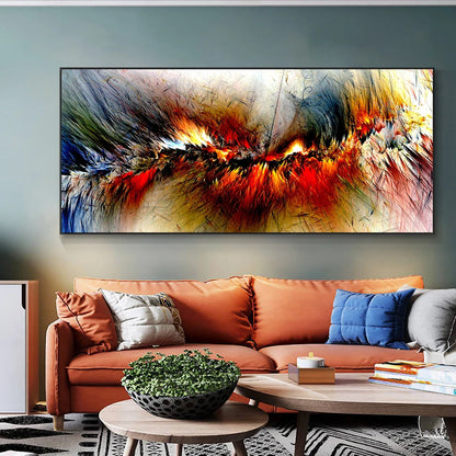 Grey Yellow Cloud Abstract Art Oil Painting Posters And Prints on Canvas