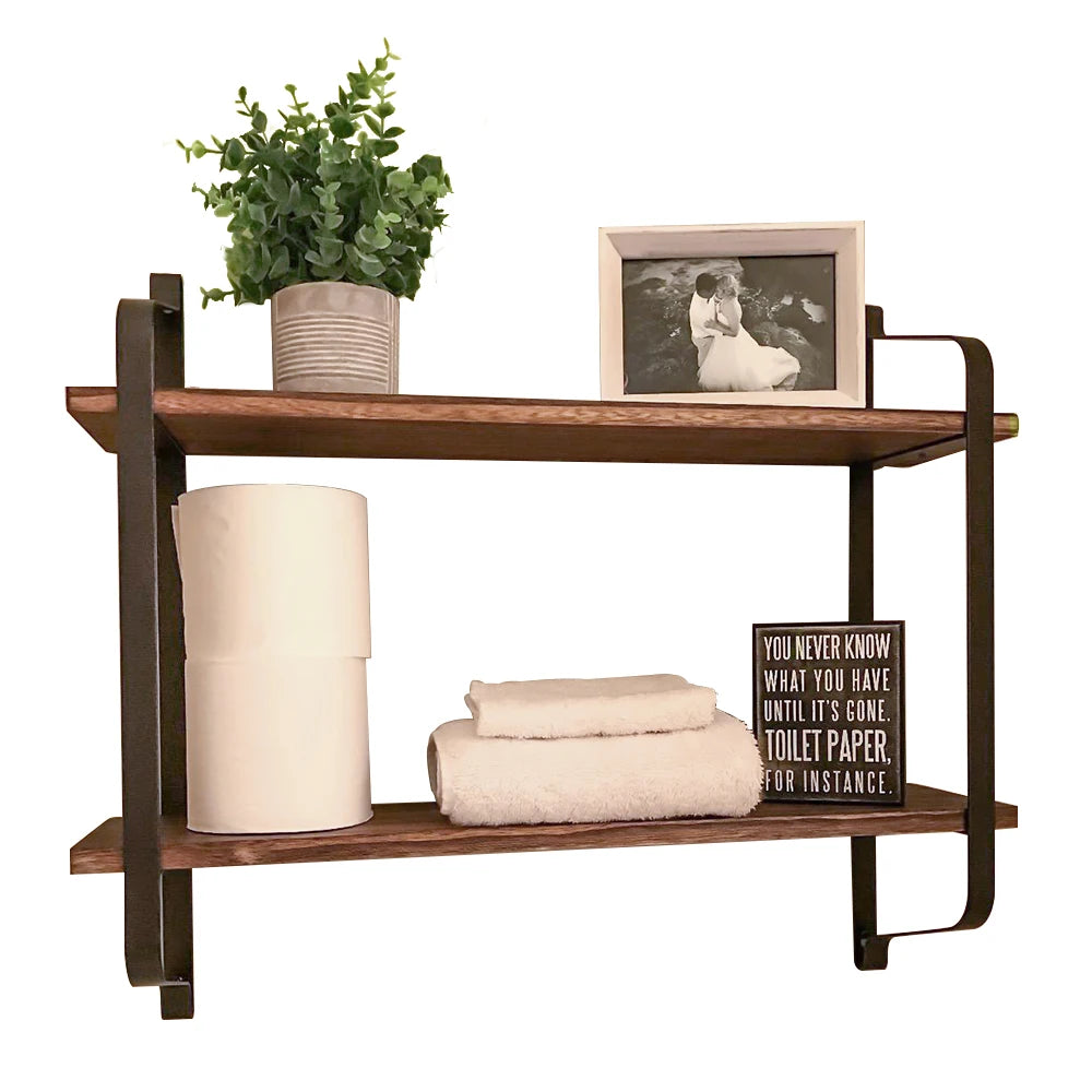 Large Rustic Industrial Pipe Wall Floating Shelf