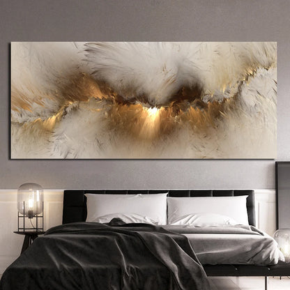 Grey Yellow Cloud Abstract Art Oil Painting Posters And Prints on Canvas