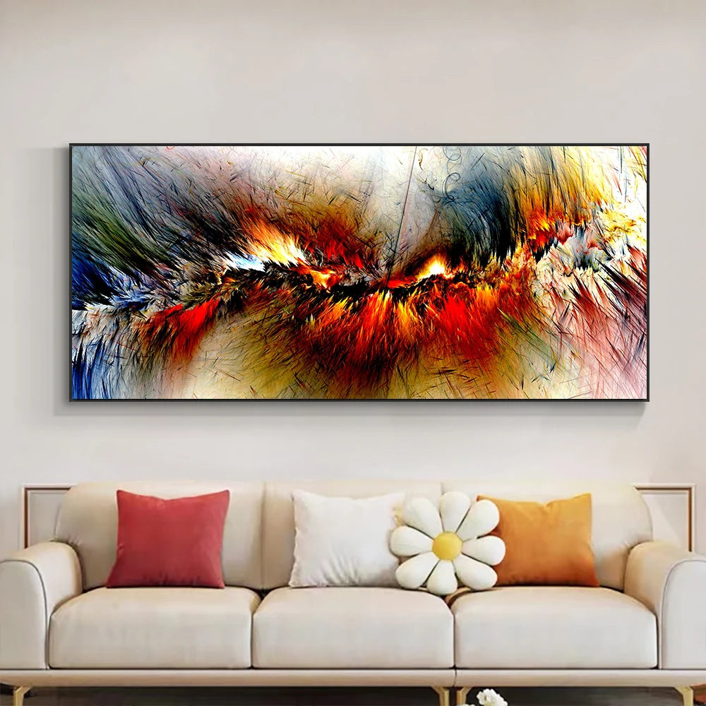 Grey Yellow Cloud Abstract Art Oil Painting Posters And Prints on Canvas