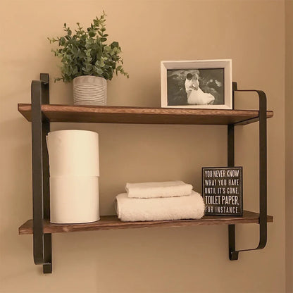 Large Rustic Industrial Pipe Wall Floating Shelf