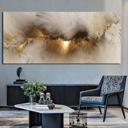 Grey Yellow Cloud Abstract Art Oil Painting Posters And Prints on Canvas