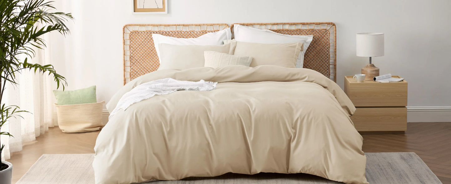 Duvet Cover - Derived from Bamboo Cooling Duvet Cover Set, 1 Duvet Cover  & 2 Pillow Shams