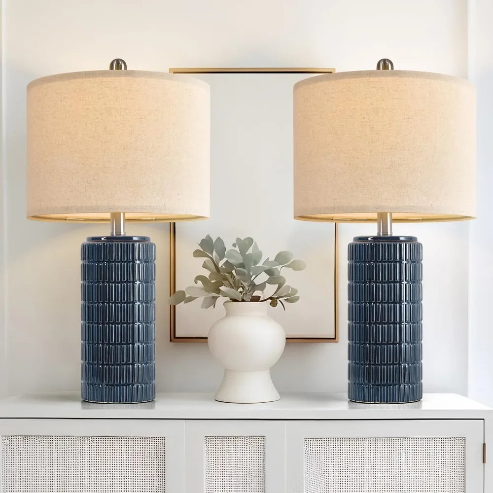 23" Modern Ceramic Table Lamp Set of 2