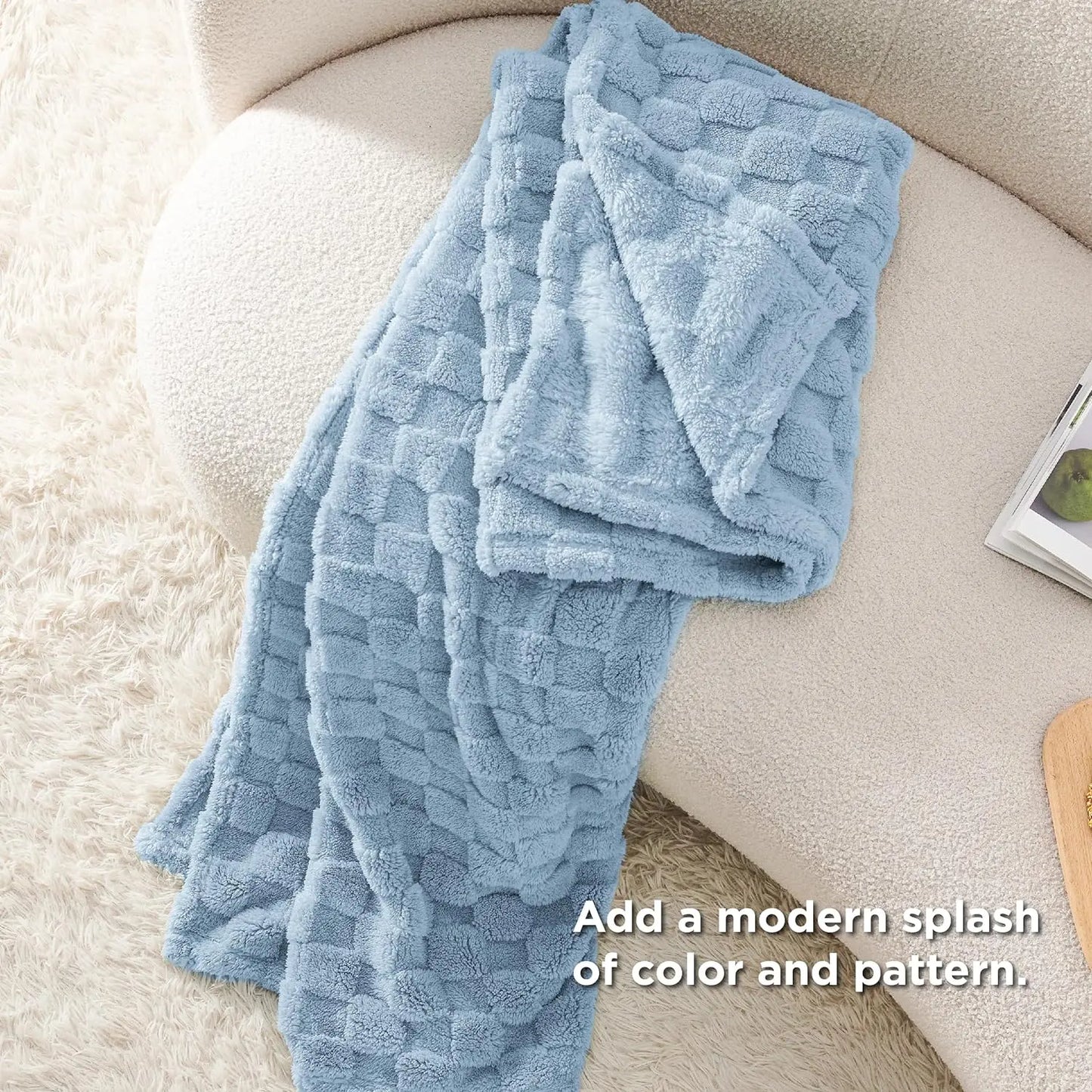 Bedsure Sea Blue Fleece Blanket for Couch, Twin Bed, Queen or King