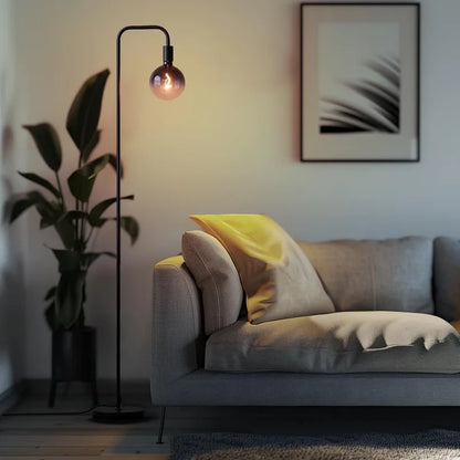 Minimalist Industrial Standing Lamp with Modern LED Bulb