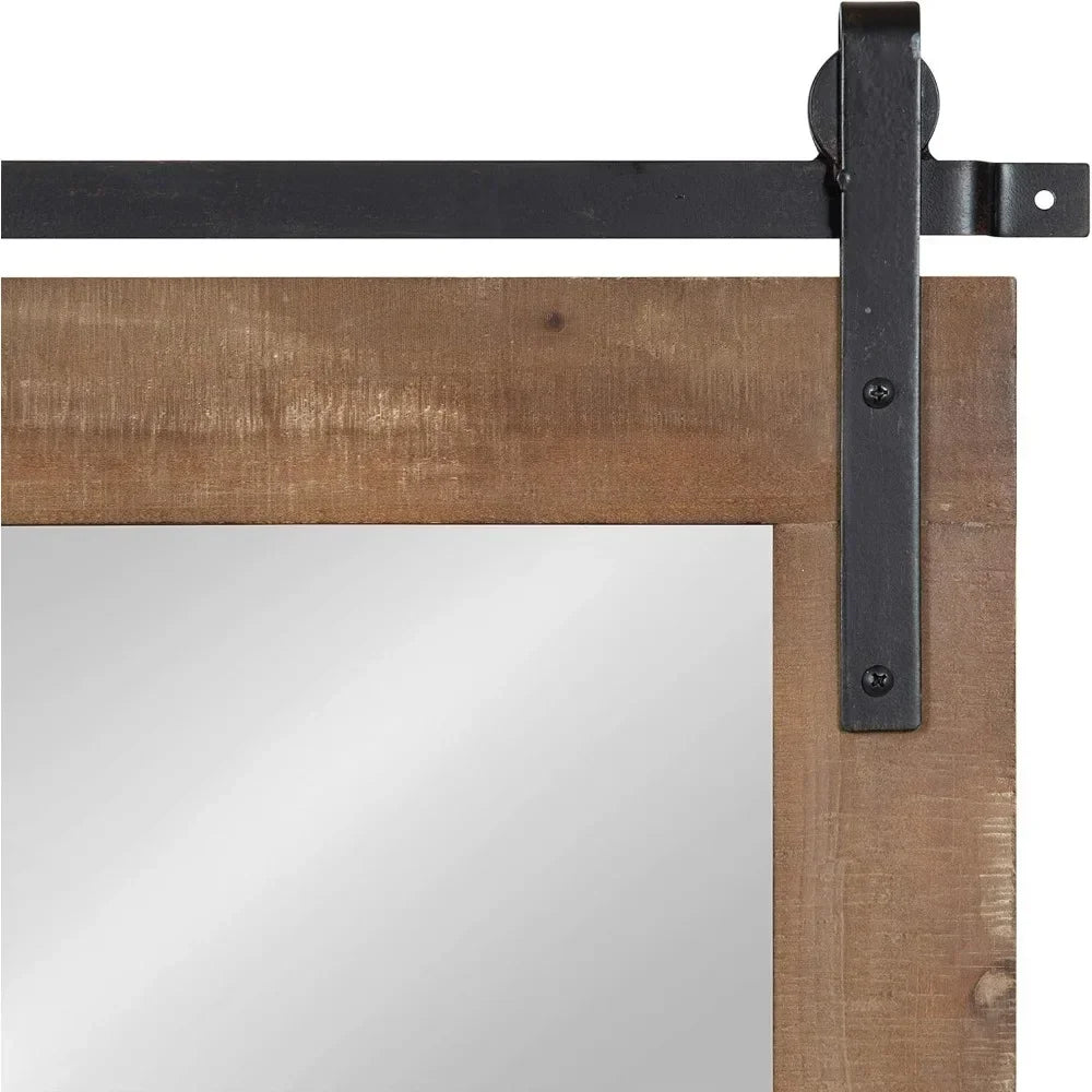 Farmhouse Horizontal Wood Framed Wall Mirror, 40 x 26