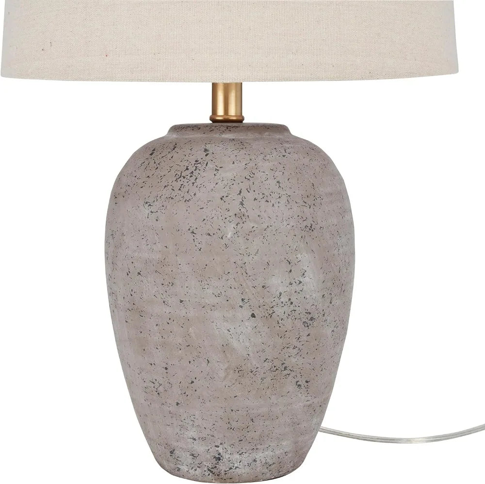 23" Earth Brown Rustic Ceramic Jar Table Lamp