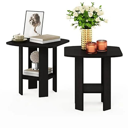 Simple Design 2-Pack End Table Set Espresso Marble Pattern