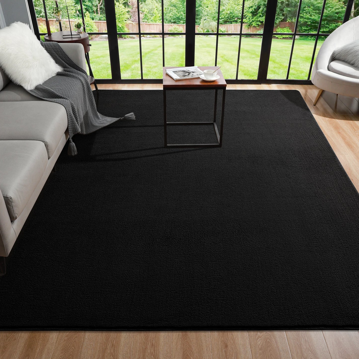 Large Soft Floor Nonslip Rug  Black