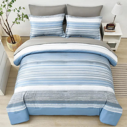 5 Piece Bed in A Bag Stripe Comforter Set