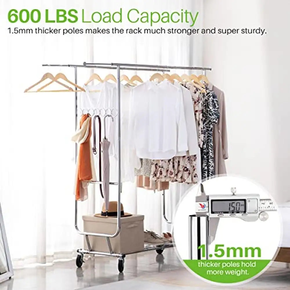 Heavy Duty Garment Rack with Shelves 600 lbs. Capacity