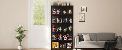 Display Cabinet, 5-Tier Tall Bookcase with Adjustable Shelves