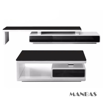 Modern  Shiny White / Black TV Stand & Smart Coffee Table