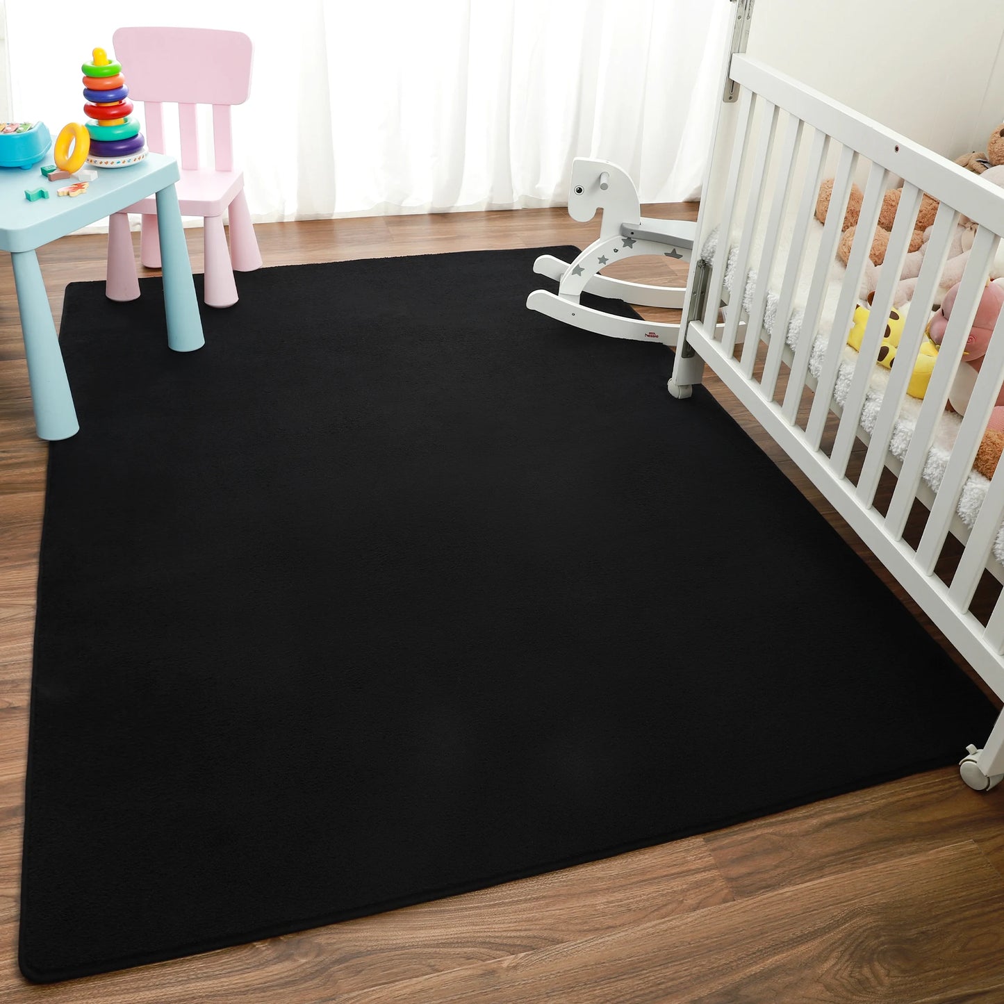 Large Soft Floor Nonslip Rug  Black