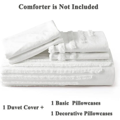 5 Piece King Duvet Cover Set, Tufted and Super Soft Comforter