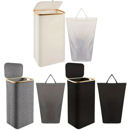 Collapsible Clothes Hamper with Lid & Inner Bag