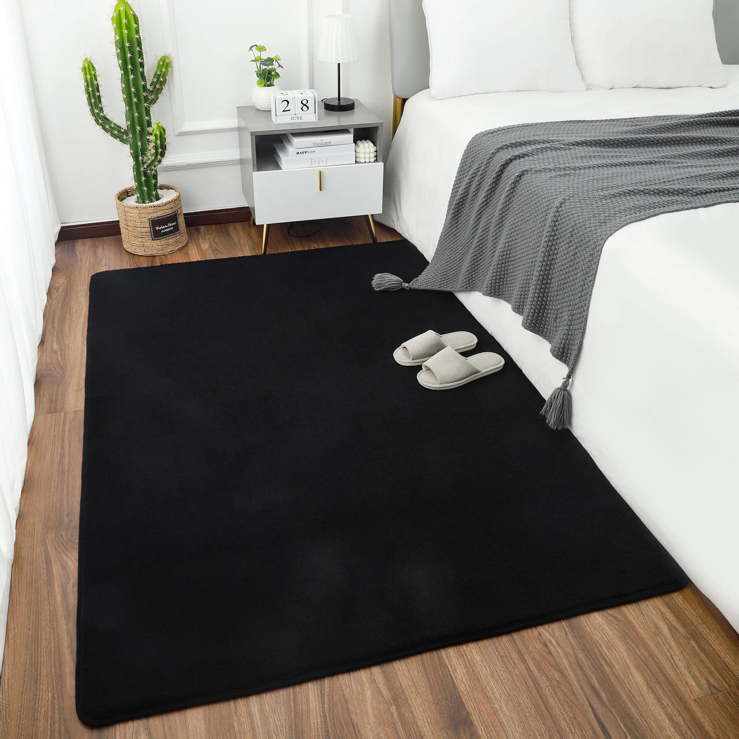 Large Soft Floor Nonslip Rug  Black