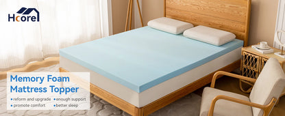 1 PC Gel Memory Foam Mattress Topper,  Blue Mattress Pad