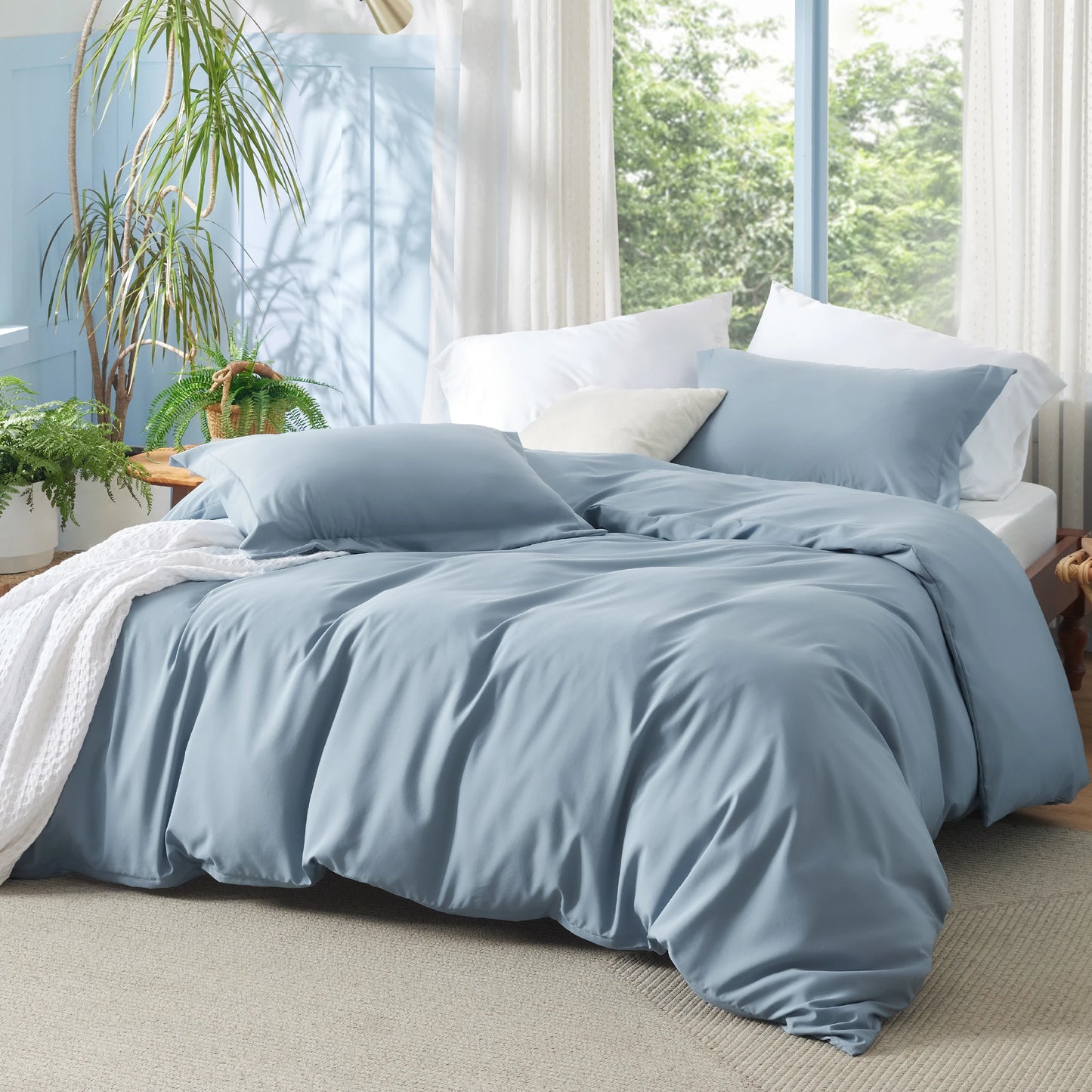 Duvet Cover - Derived from Bamboo Cooling Duvet Cover Set, 1 Duvet Cover  & 2 Pillow Shams