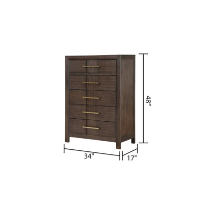 Modern Style King 5PC Storage Bedroom Set Made with Walnut Wood