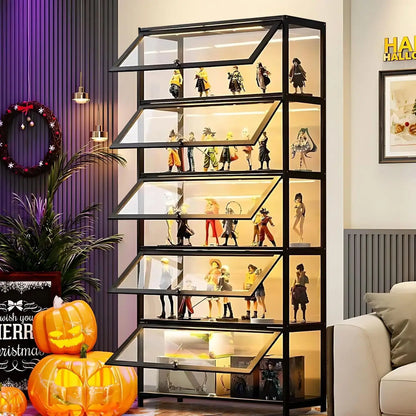 Display Cabinet, 5-Tier Tall Bookcase with Adjustable Shelves