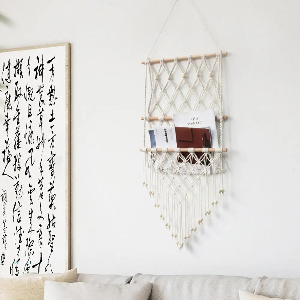 Macrame Wall Hanging Photo Display Boho Room Decor Board