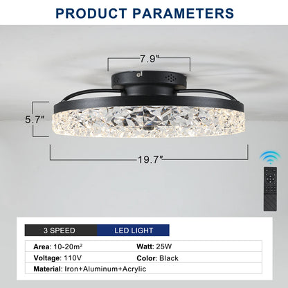 LED Ceiling Fan Light Quiet Remote Control