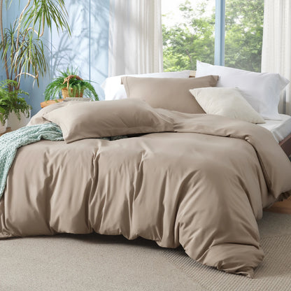 Duvet Cover - Derived from Bamboo Cooling Duvet Cover Set, 1 Duvet Cover  & 2 Pillow Shams