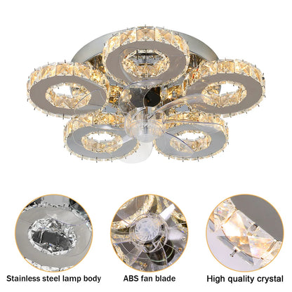 Luxury Crystal Ceiling Fan Lamp LED APP Remote Control