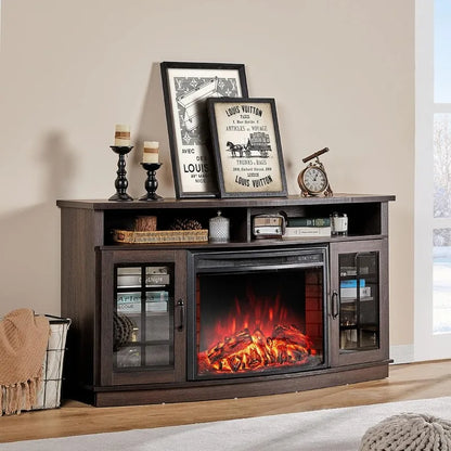 TV Cabinet with 26" Electric Fireplace for TVs up to 65"