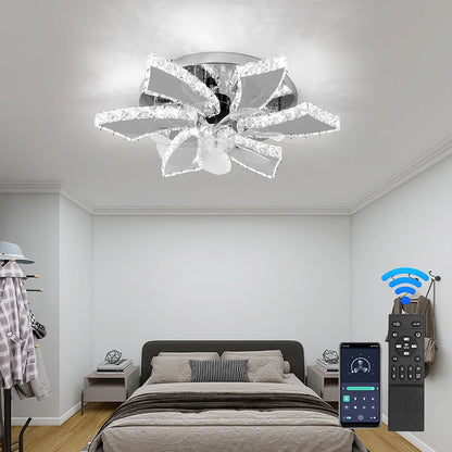 Luxury Crystal Ceiling Fan Lamp LED APP Remote Control