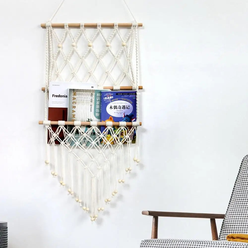 Macrame Wall Hanging Photo Display Boho Room Decor Board