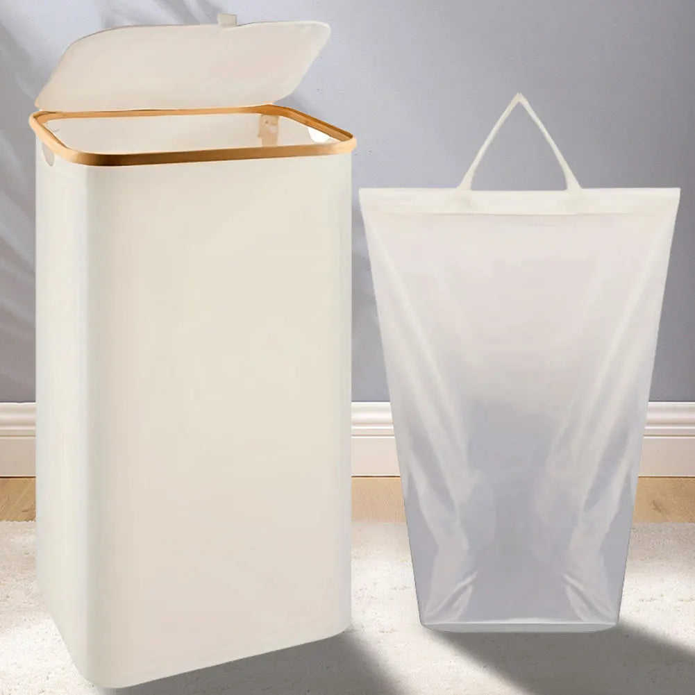 Collapsible Clothes Hamper with Lid & Inner Bag