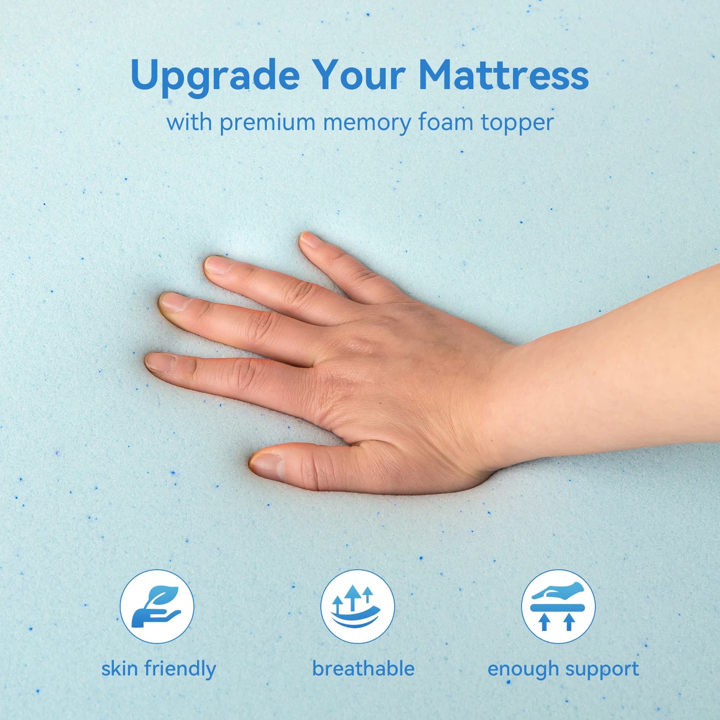 1 PC Gel Memory Foam Mattress Topper,  Blue Mattress Pad