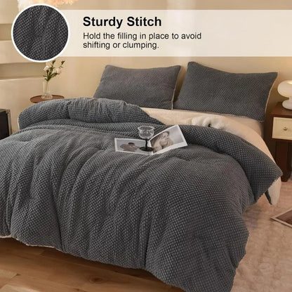 Large Sherpa Plush 3-Piece Comforter Set