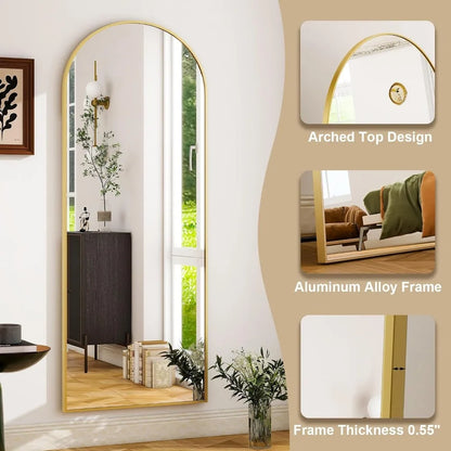 Gold Extra Large Floor Mirror Aluminum Alloy Frame