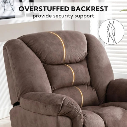 Swivel Rocker Recliner Chair Oversized Manual 360 Degree Swivel