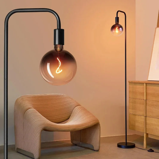 Minimalist Industrial Standing Lamp with Modern LED Bulb