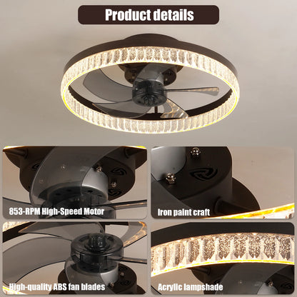 Minimalist Ring LED Chandelier Fan with Remote Control