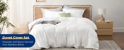 Duvet Cover - Derived from Bamboo Cooling Duvet Cover Set, 1 Duvet Cover  & 2 Pillow Shams