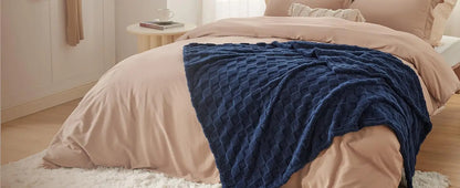 Bedsure Ashley Blue Fleece Blanket for Couch