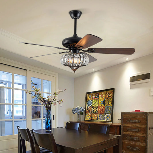 52" Metal Round Arched Ceiling Fan Chandelier