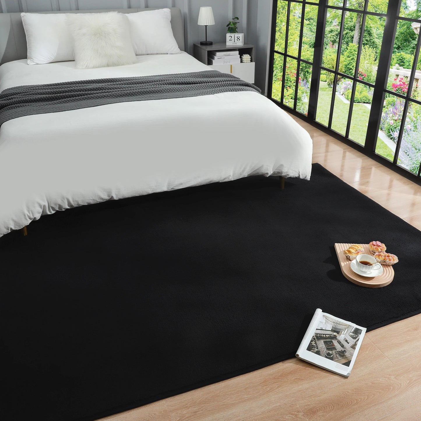 Large Soft Floor Nonslip Rug  Black