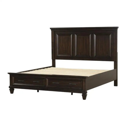 Queen 5 Piece Storage Bed in Dark Walnut made with Engineered Wood