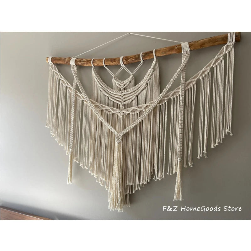 Large Layered Macrame Wall Hanging Tapestry Hand Weaving