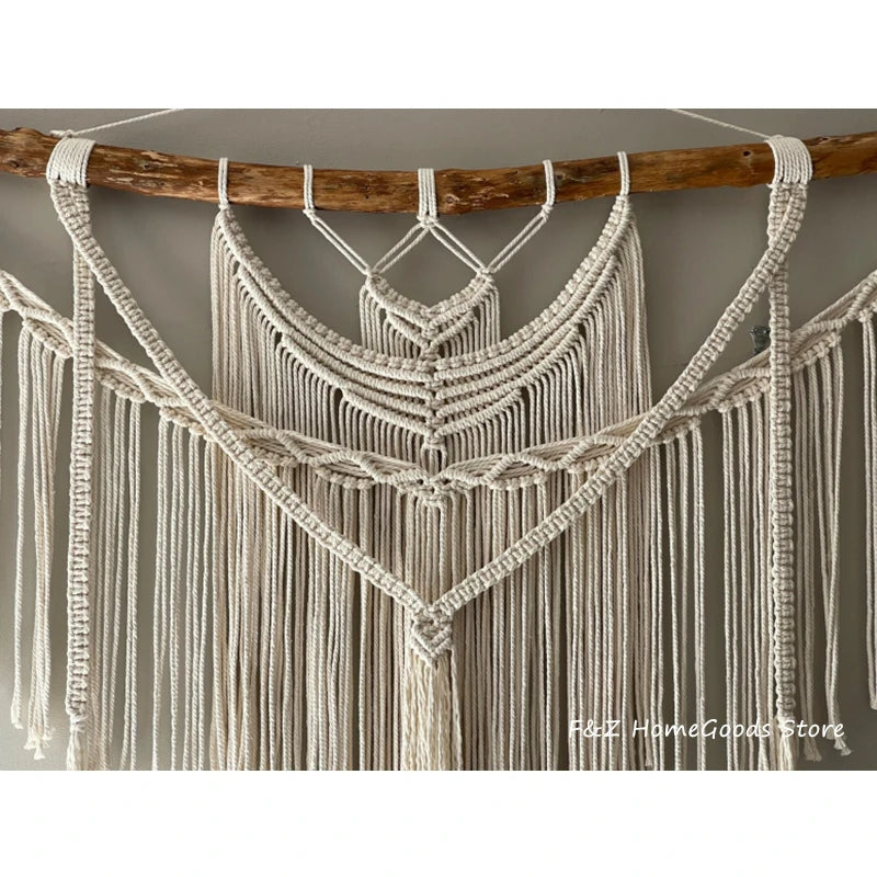 Large Layered Macrame Wall Hanging Tapestry Hand Weaving