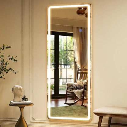 LED Full-Length Mirror 64" x 2" Full Body Mirror with Stand