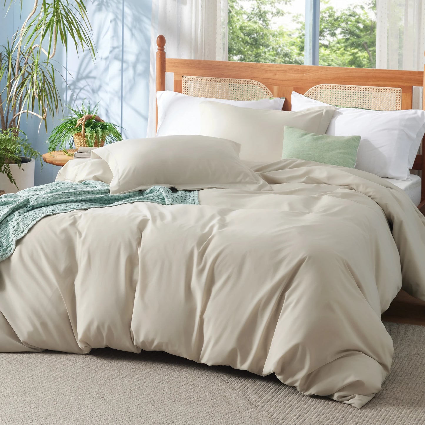 Duvet Cover - Derived from Bamboo Cooling Duvet Cover Set, 1 Duvet Cover  & 2 Pillow Shams